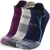 طقم ٣ جوارب كاحل بامبو🌿 (عنابي/أبيض/كحلي سماوي)-كبير -L/XL - HeeHoo.ae