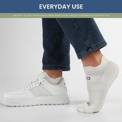 طقم ٣ جوارب كاحل 🌿بامبو🌿 للجنسين - أبيض ملكي - كبير - L/XL - HeeHoo.ae