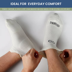 طقم ٣ جوارب كاحل 🌿بامبو🌿 للجنسين - أبيض ملكي - كبير - L/XL - HeeHoo.ae