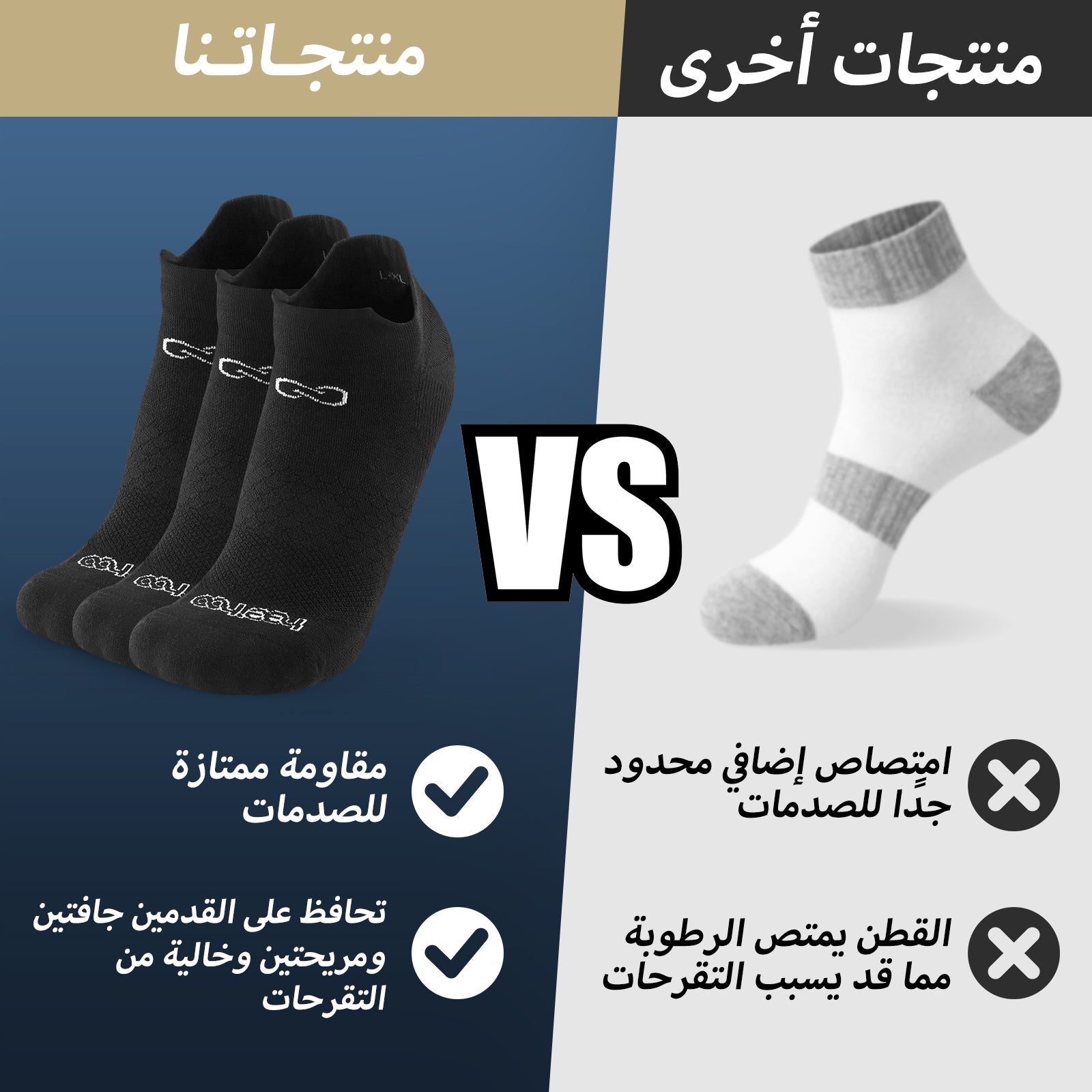 طقم ٣ جوارب كاحل 🌿بامبو🌿 للجنسين - أسود فاخر - كبير - L/XL - HeeHoo.ae