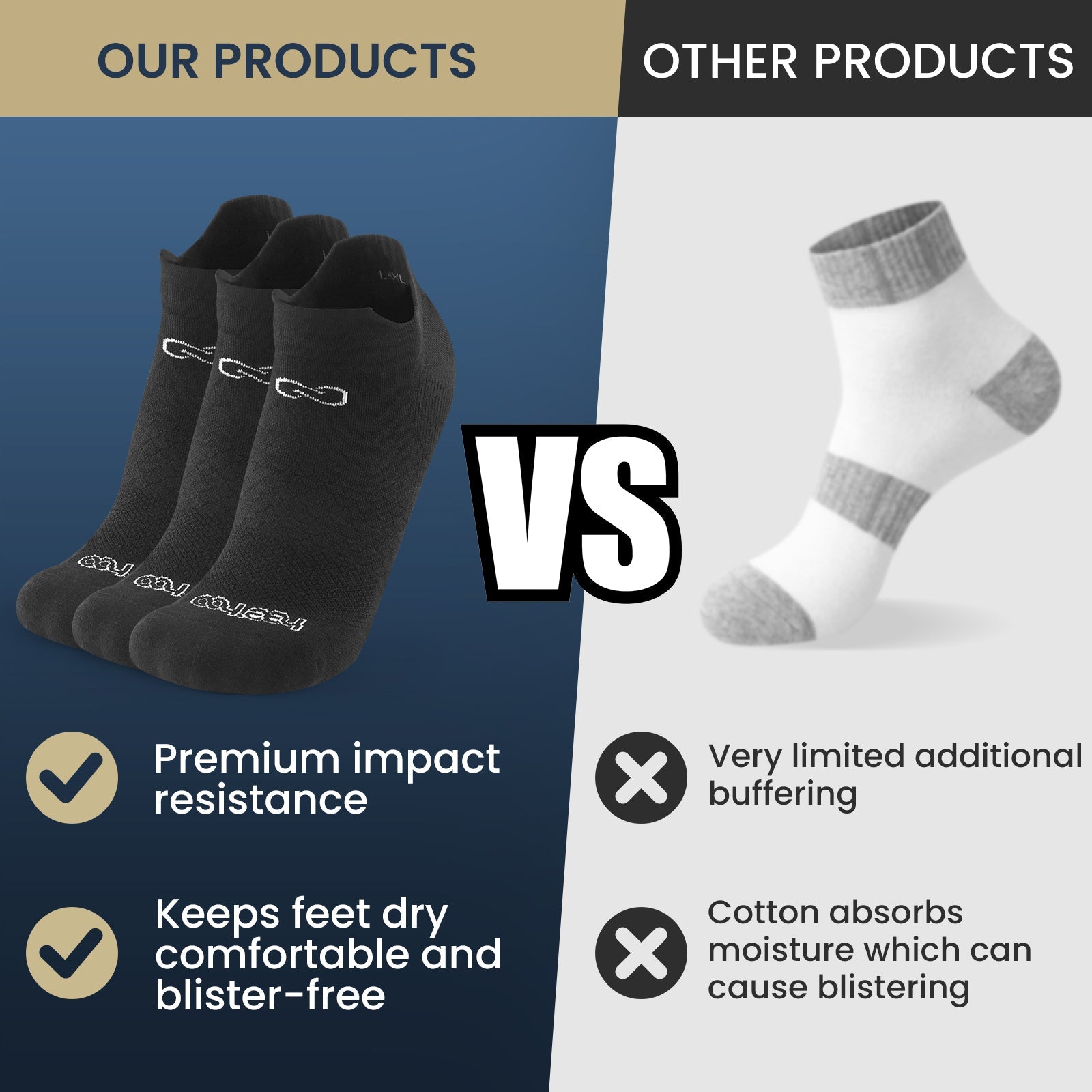 طقم ٣ جوارب كاحل 🌿بامبو🌿 للجنسين - أسود فاخر - كبير - L/XL - HeeHoo.ae