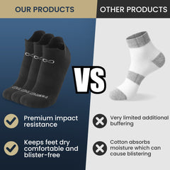 طقم ٣ جوارب كاحل 🌿بامبو🌿 للجنسين - أسود فاخر - كبير - L/XL - HeeHoo.ae