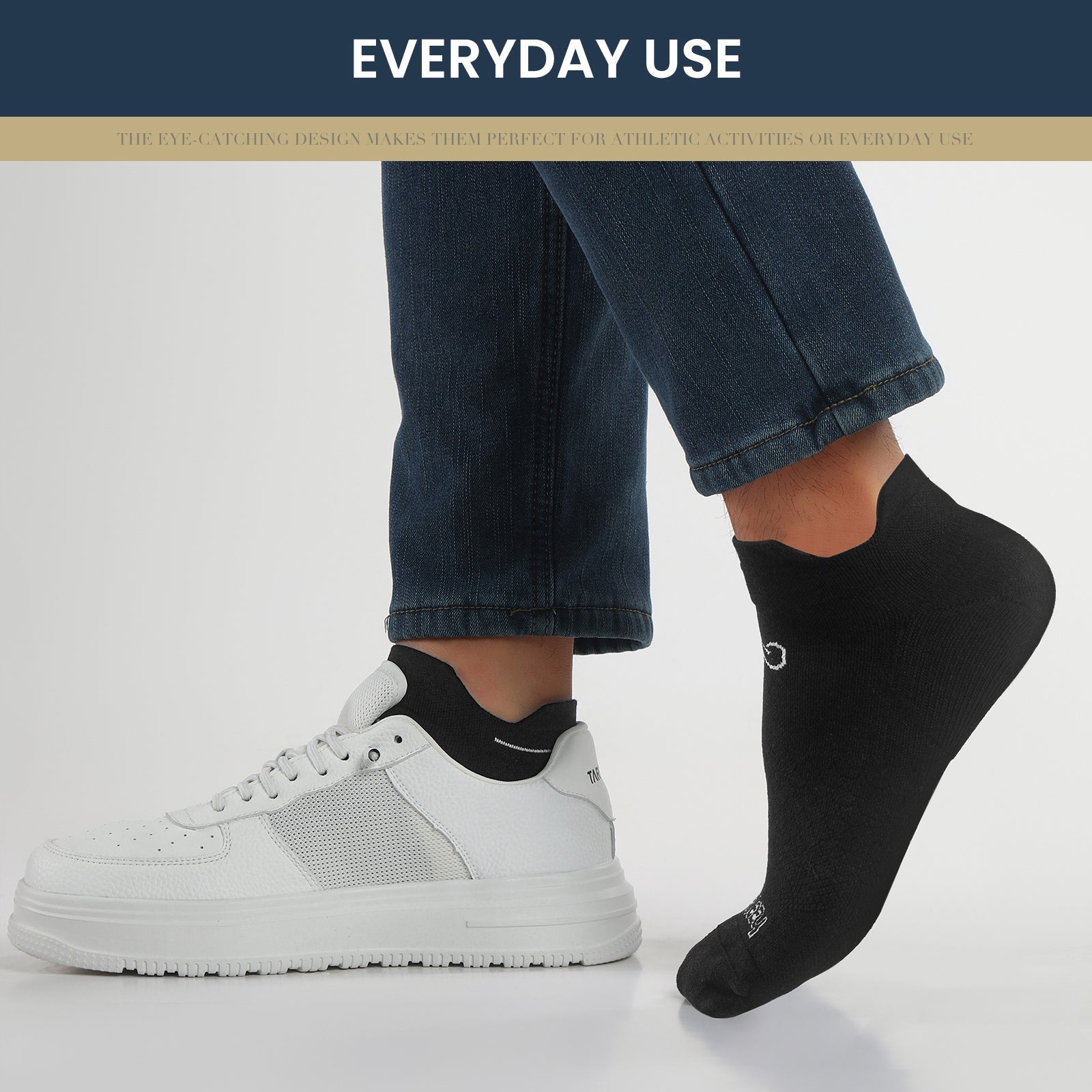 طقم ٣ جوارب كاحل 🌿بامبو🌿 للجنسين - أسود فاخر - كبير - L/XL - HeeHoo.ae